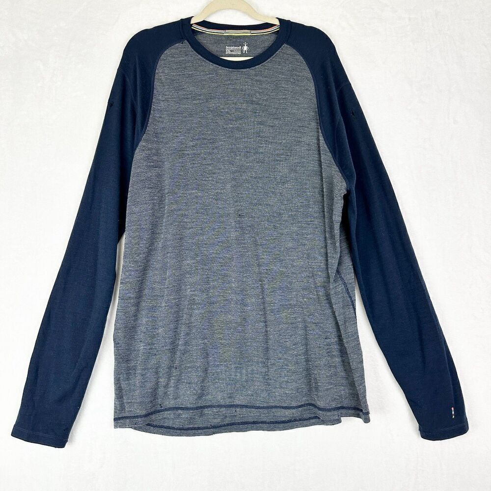 Smartwool Merino 250 Pattern Crew Base Layer Shirt Men's Size XXL Blue Outdoor